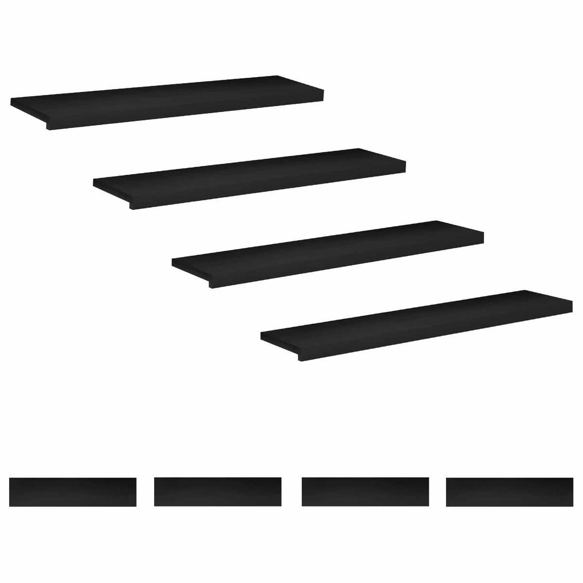 vidaXL Stair Treads 8 pcs 120 x 25 x 2 cm Black Solid Beech Wood 2