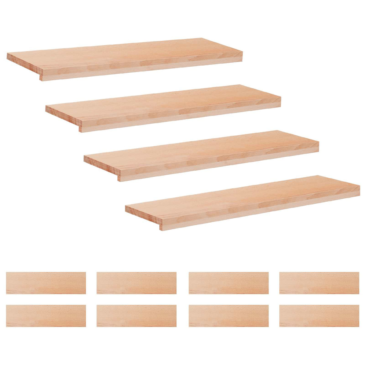 vidaXL Stair Treads 12 pcs 100 x 30 x 2 cm Natural Solid Beech Wood 2