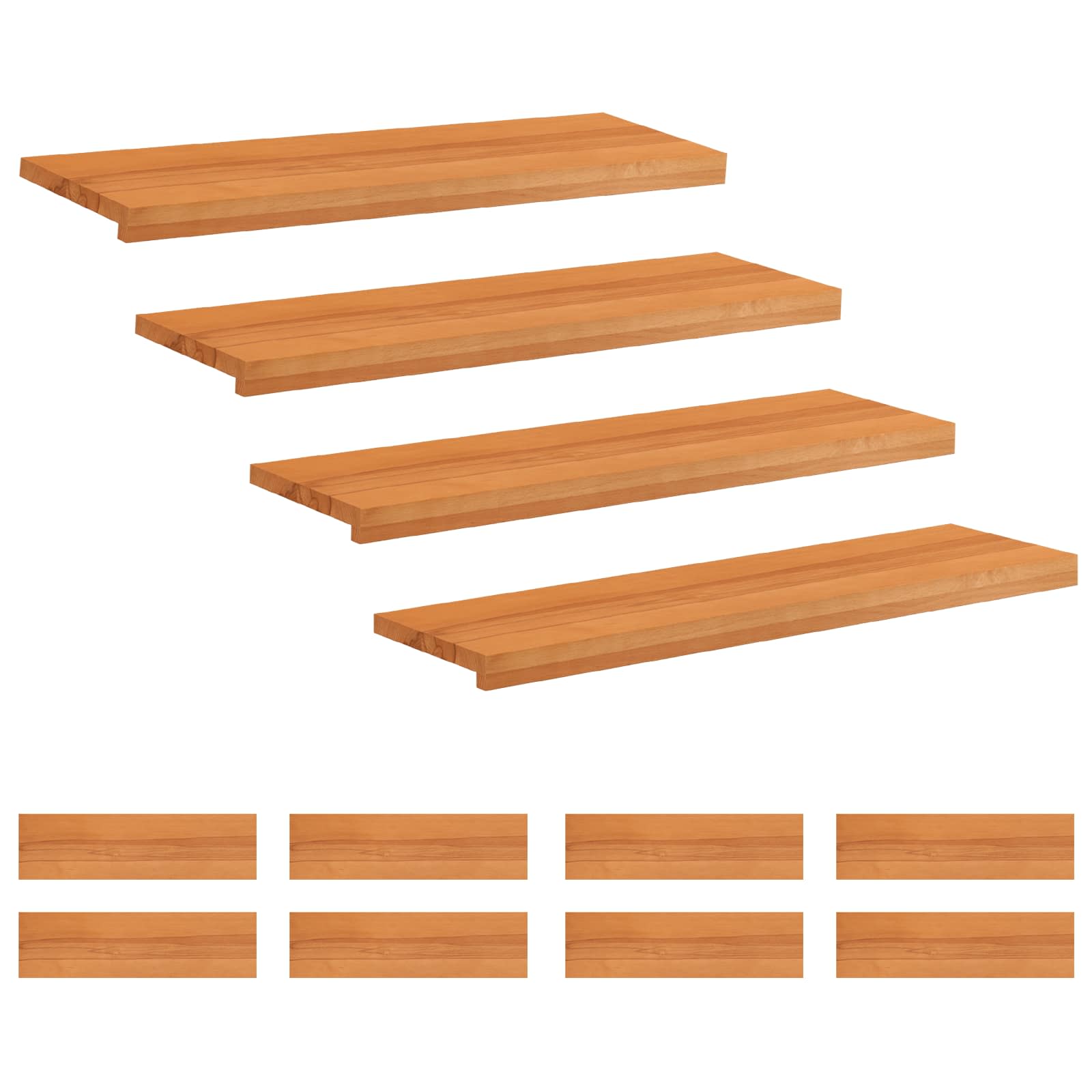 vidaXL Stair Treads 12 pcs 90 x 30 x 2 cm Light Brown Solid Beech Wood 1