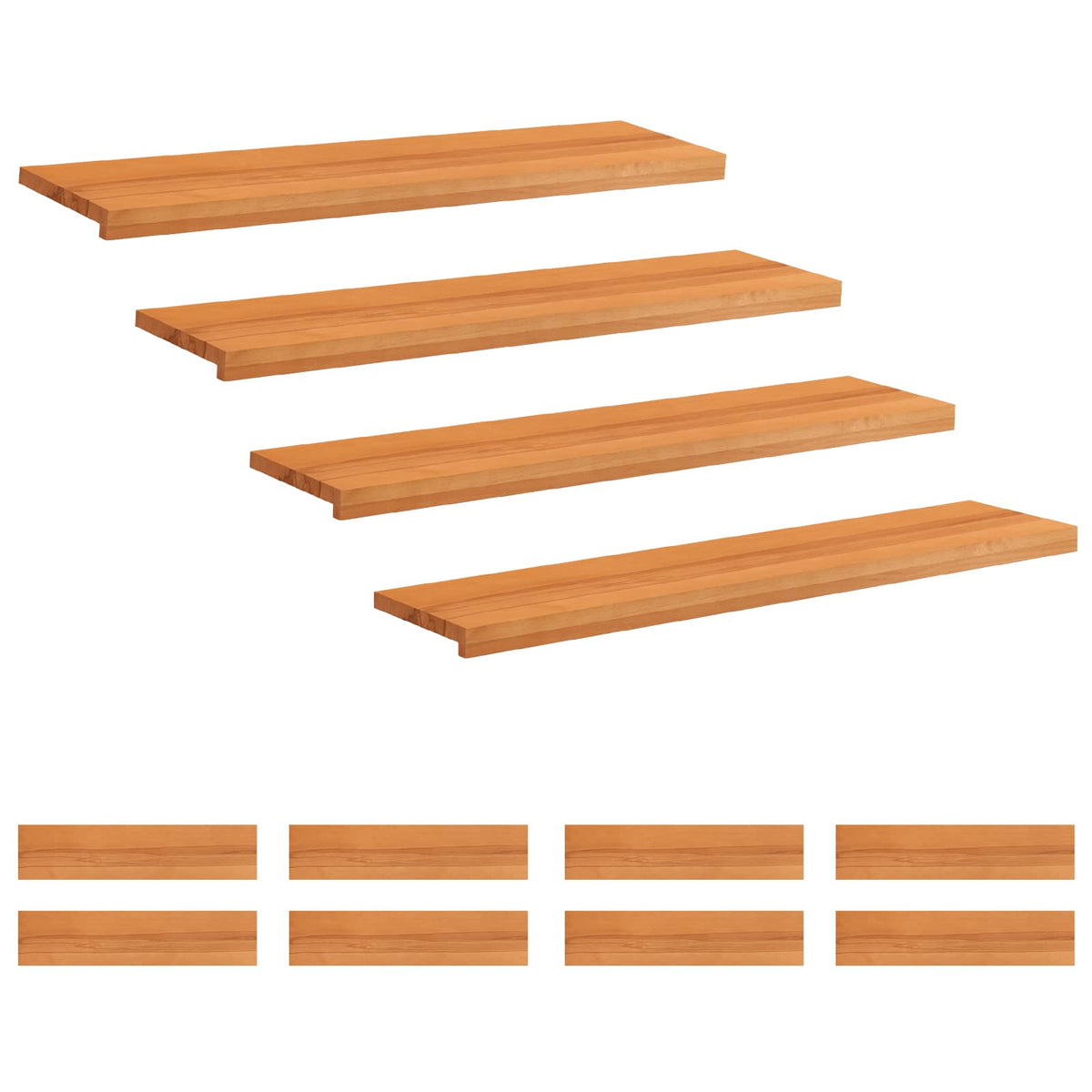 vidaXL Stair Treads 12 pcs 120 x 30 x 2 cm Light Brown 2