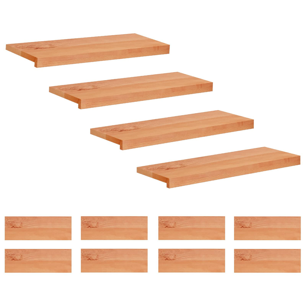vidaXL Stair Treads 12 pcs 80 x 30 x 2 cm Varnish Solid Beech Wood 2