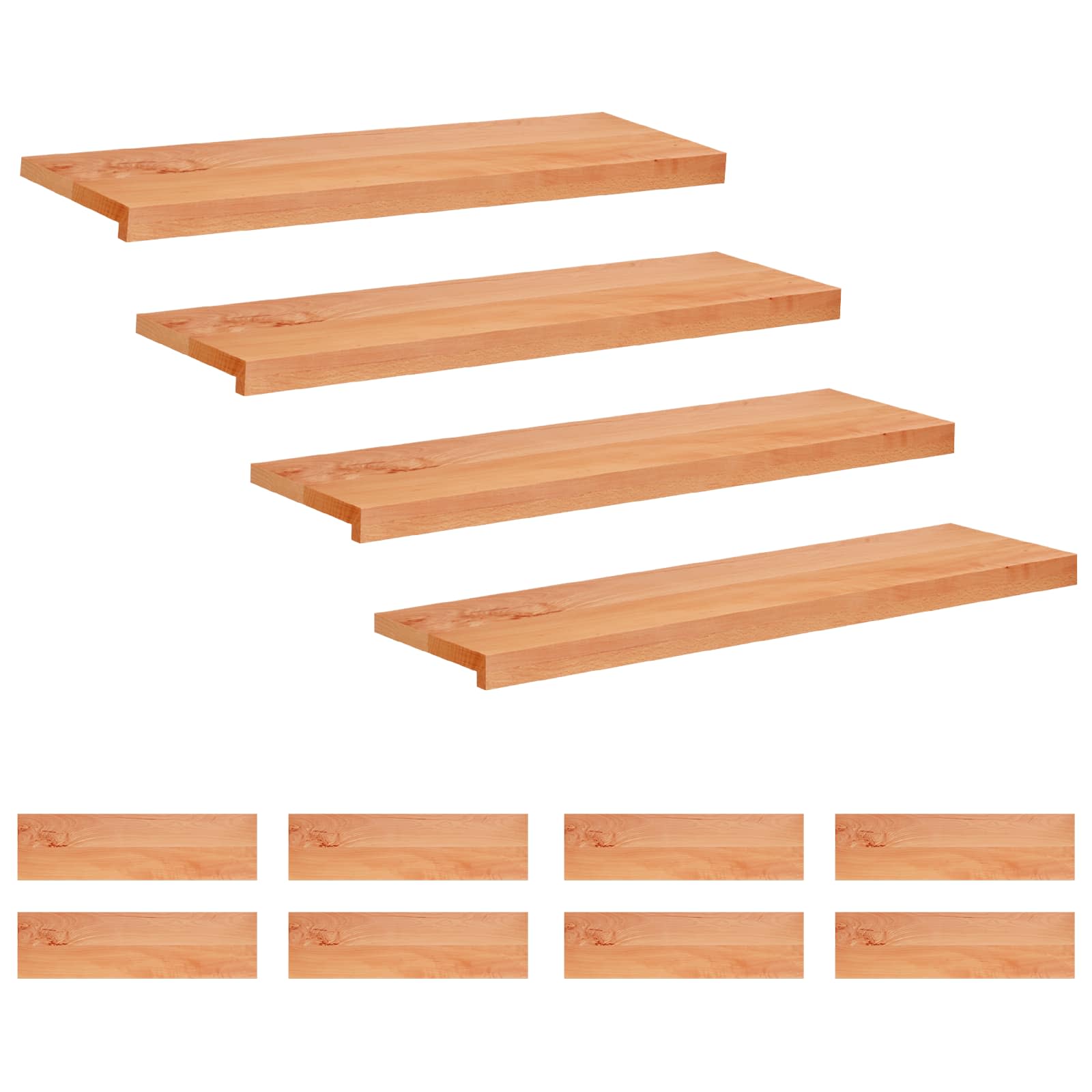 vidaXL Stair Treads 12 pcs 90 x 30 x 2 cm Varnish Solid Beech Wood 1