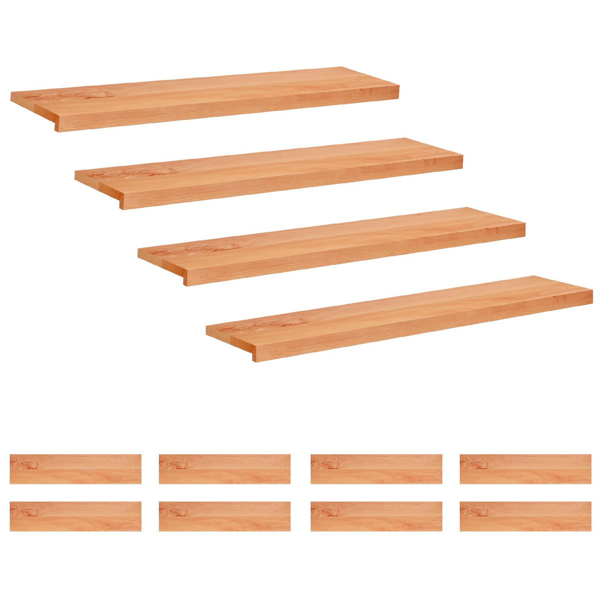 vidaXL Stair Treads 12 pcs 110 x 30 x 2 cm Varnish Solid Beech Wood 2