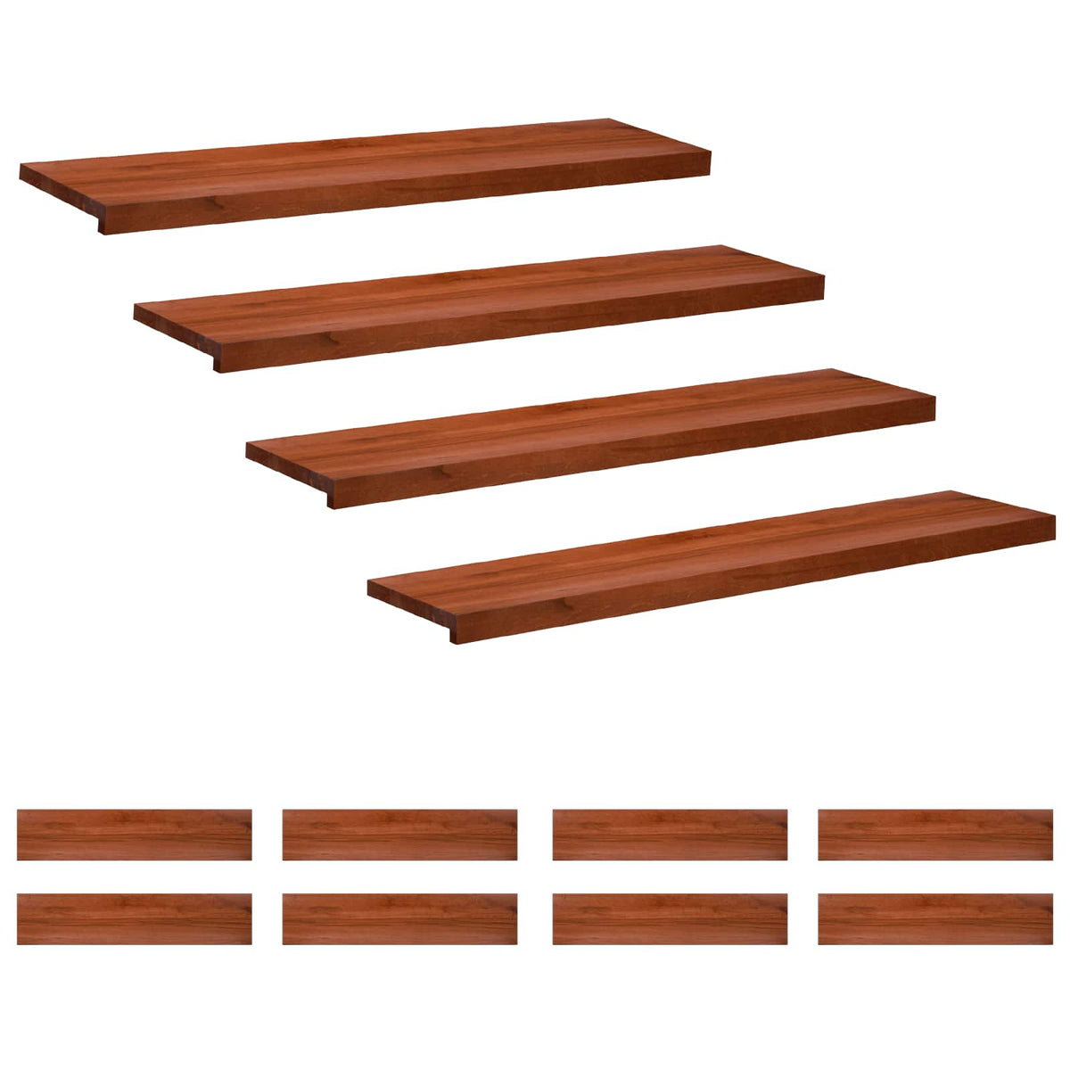 vidaXL Stair Treads 12 pcs 120 x 25 x 2 cm Brown Solid Beech Wood 2