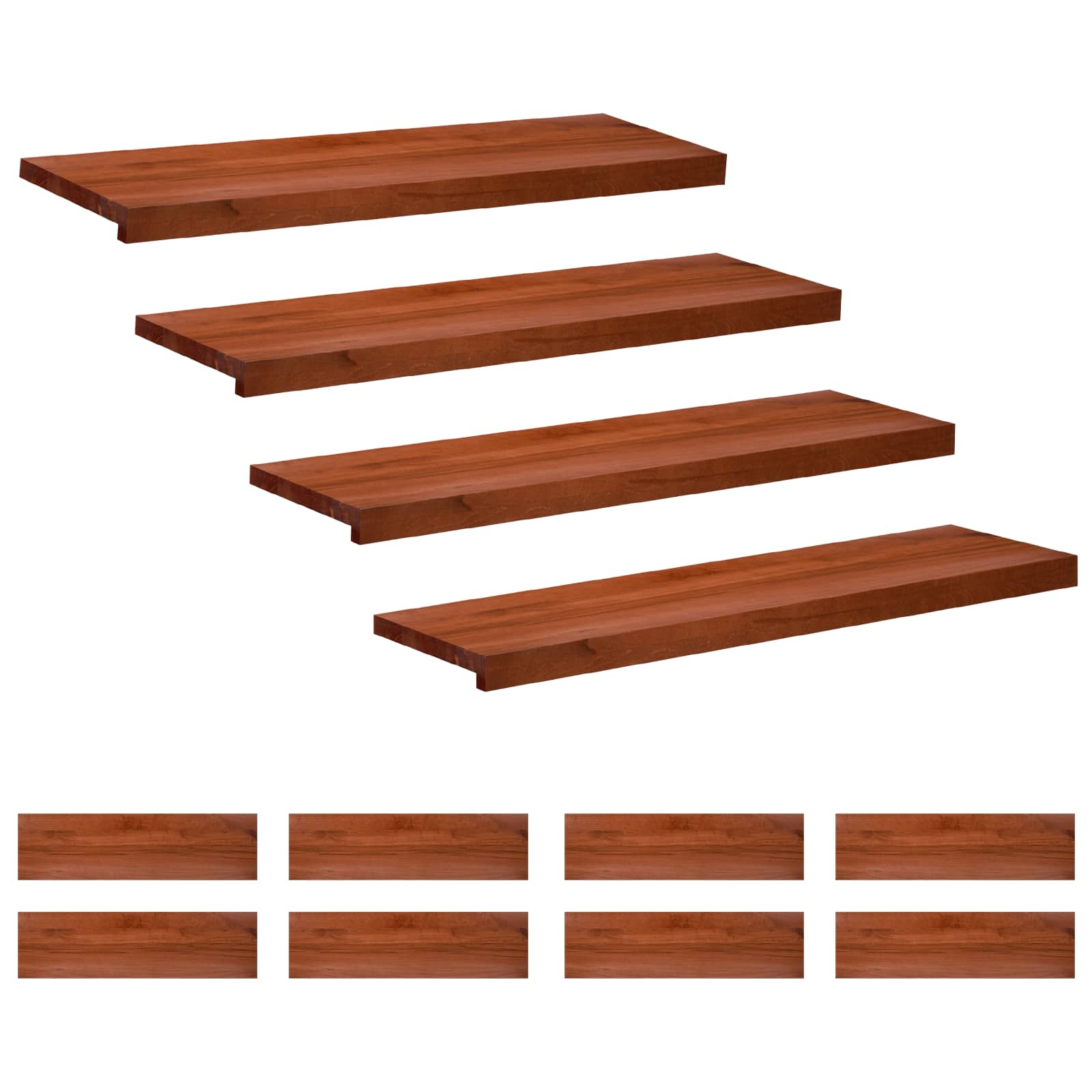 vidaXL Stair Treads 12 pcs 90 x 30 x 2 cm Brown Solid Beech Wood 1
