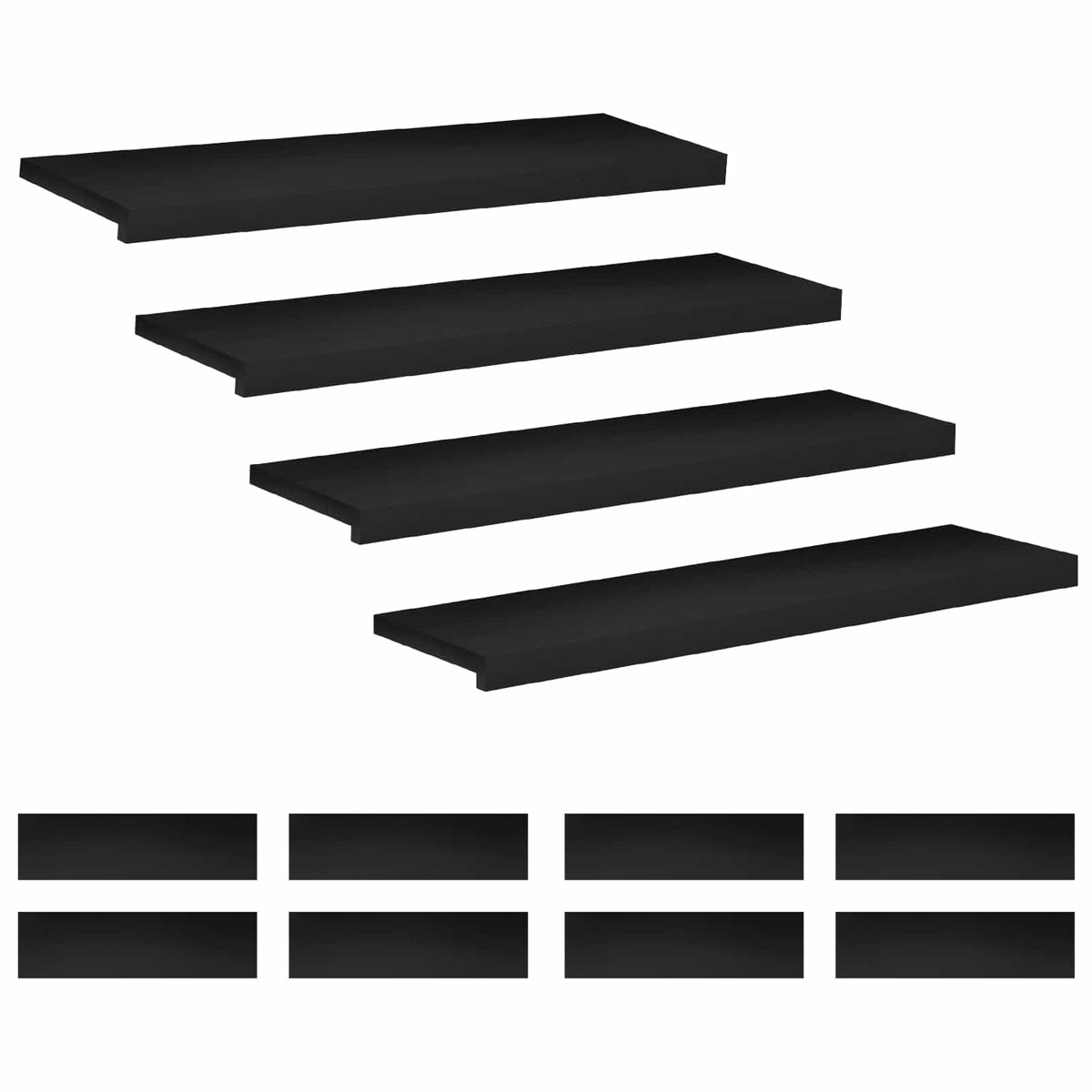 vidaXL Stair Treads 12 pcs 100 x 25 x 2 cm Black Solid Beech Wood 2