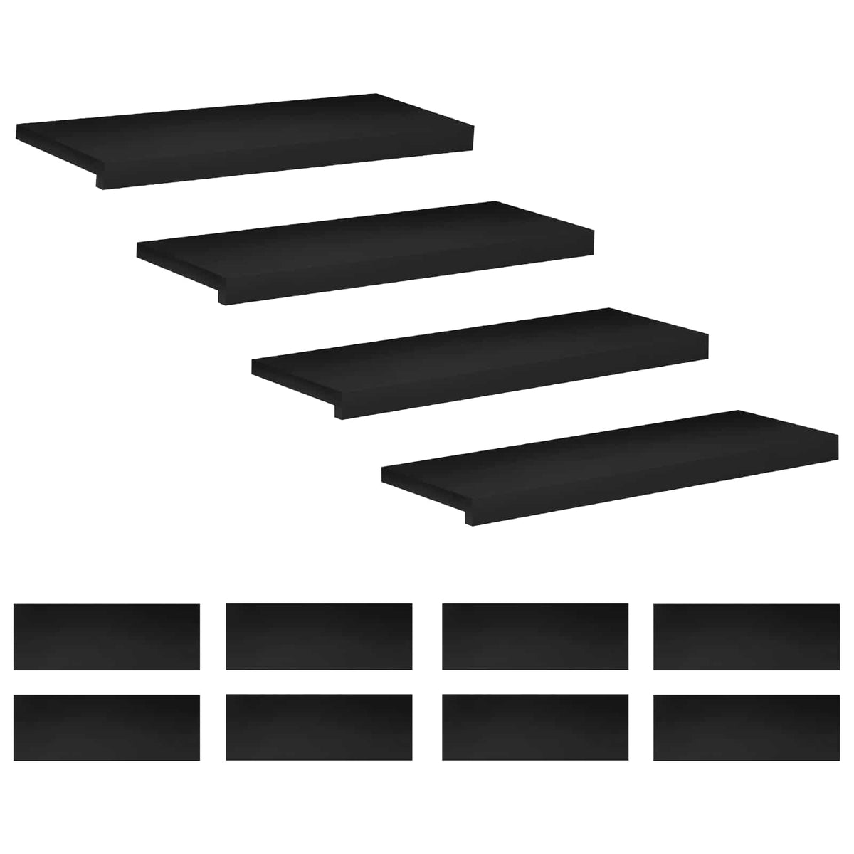 vidaXL Stair Treads 12 pcs 80 x 30 x 2 cm Black Solid Beech Wood 2