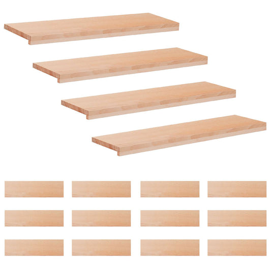 vidaXL Stair Treads 16 pcs 100 x 25 x 2 cm Natural Solid Beech Wood 1