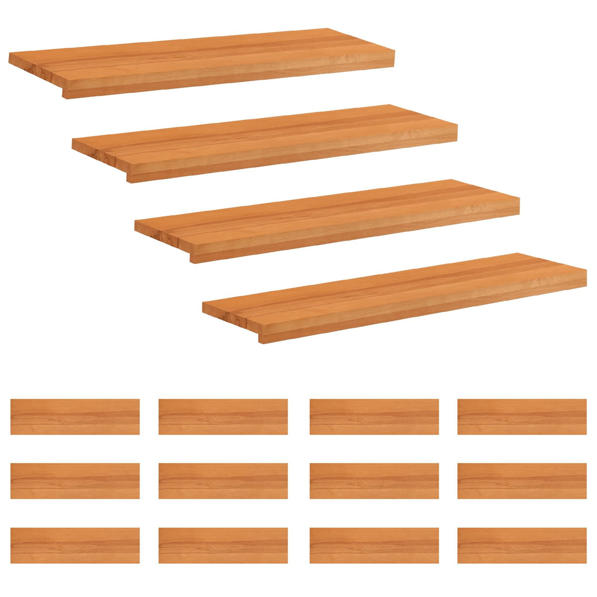 vidaXL Stair Treads 16 pcs 100 x 30 x 2 cm Light Brown 2