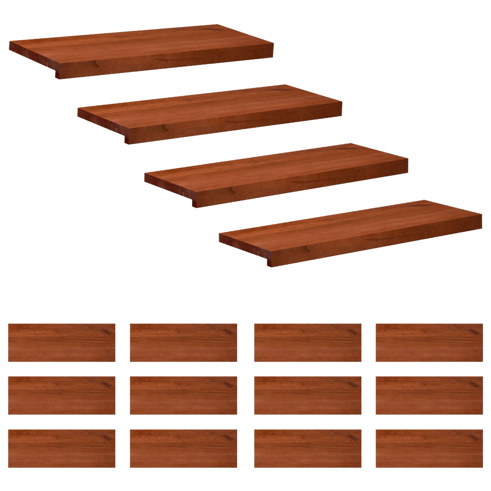 vidaXL Stair Treads 16 pcs 80 x 25 x 2 cm Brown Solid Beech Wood 1