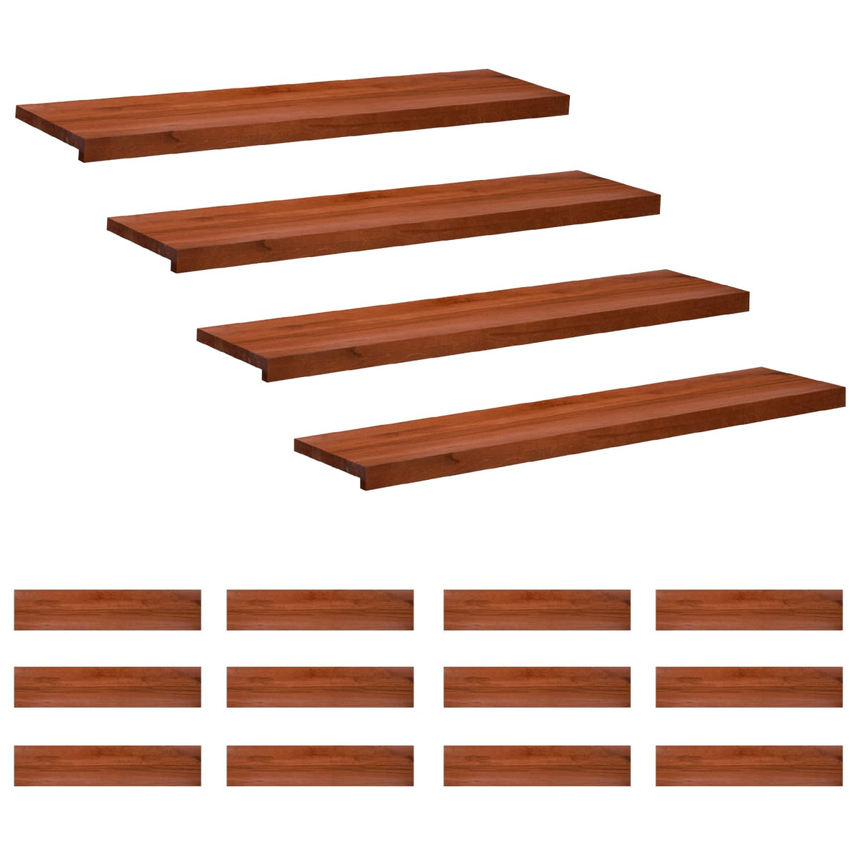 vidaXL Stair Treads 16 pcs 120 x 25 x 2 cm Brown Solid Beech Wood 2