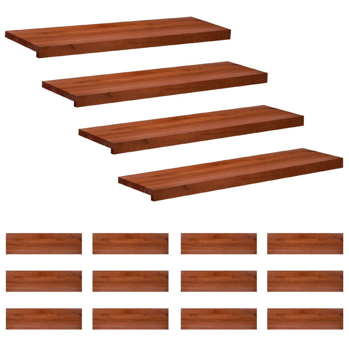 vidaXL Stair Treads 16 pcs 100 x 30 x 2 cm Brown Solid Beech Wood 2
