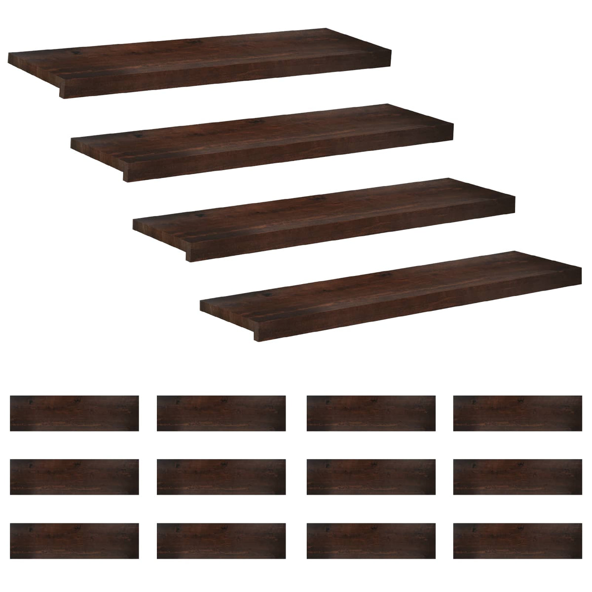 Stair Treads Solid Beech Wood Depth 30 cm 16 Dark brown 90 cm