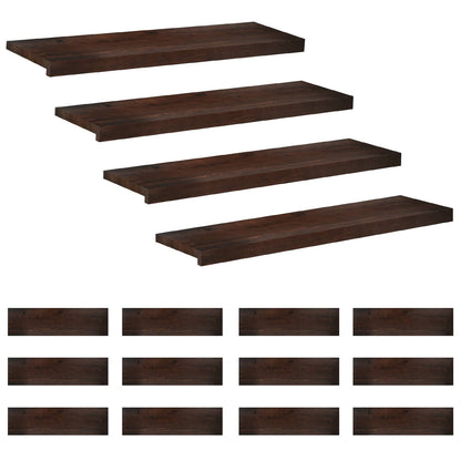 Stair Treads Solid Beech Wood Depth 30 cm 16 Dark brown 90 cm