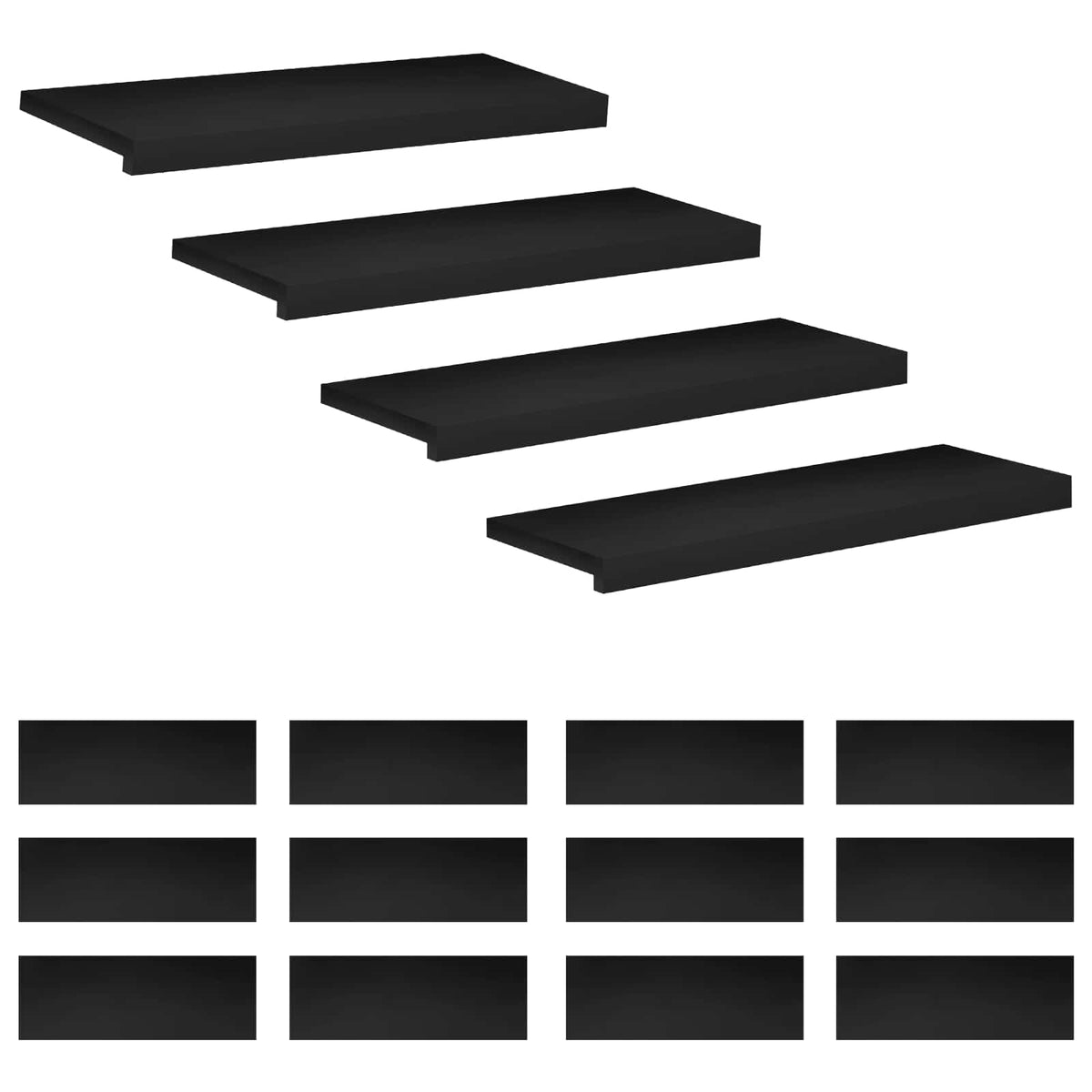 vidaXL Stair Treads 16 pcs 80 x 25 x 2 cm Black Solid Beech Wood 2
