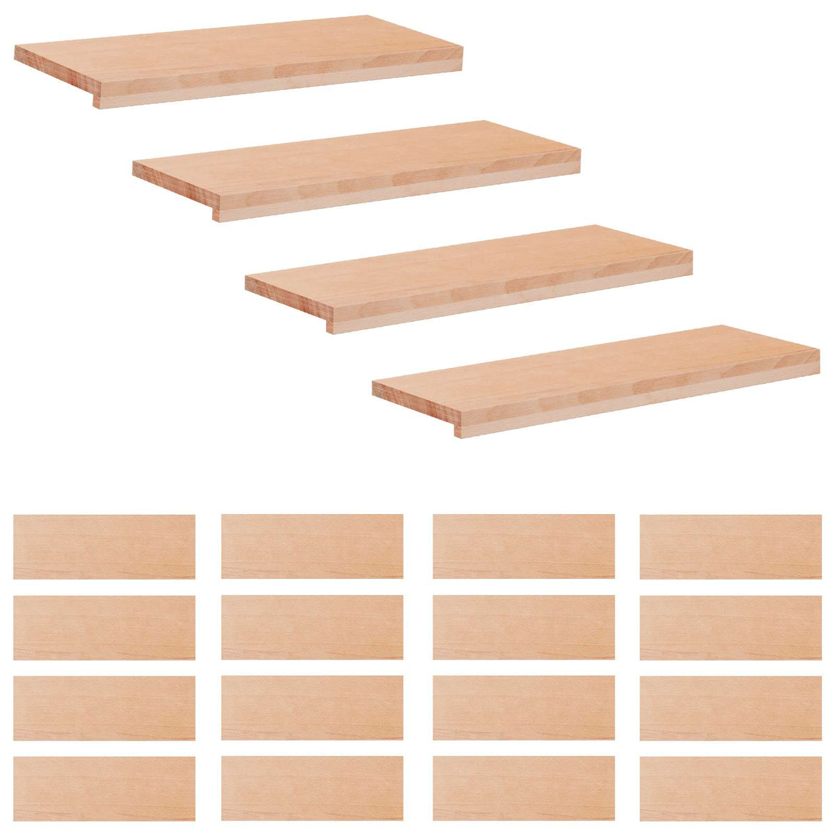 vidaXL Stair Treads 20 pcs 80 x 25 x 2 cm Natural Solid Beech Wood 2