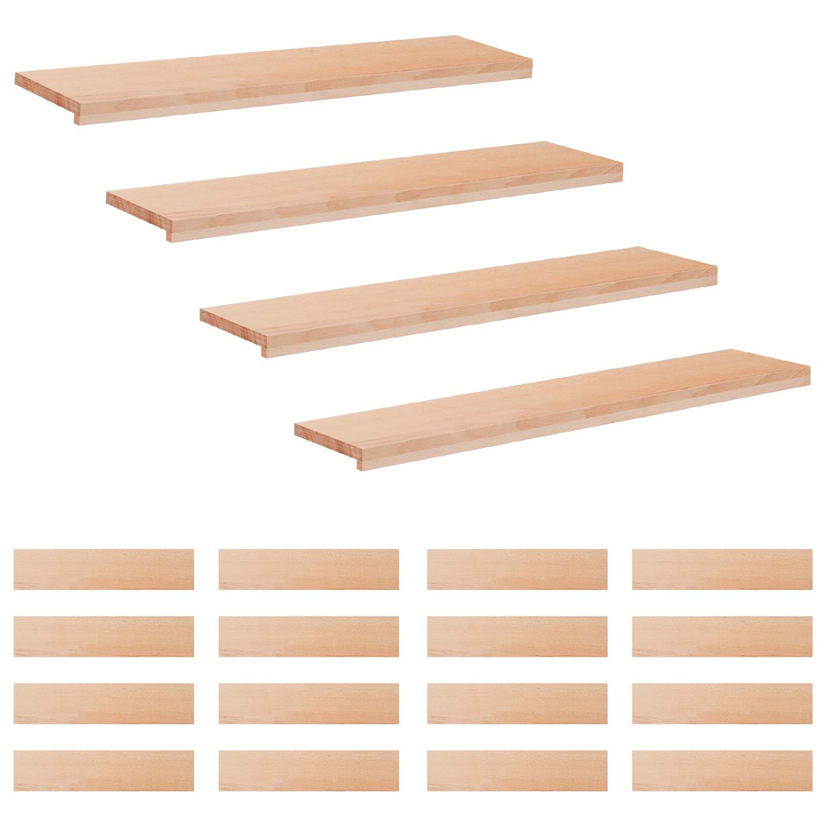 vidaXL Stair Treads 20 pcs 110 x 25 x 2 cm Natural Solid Beech Wood 2