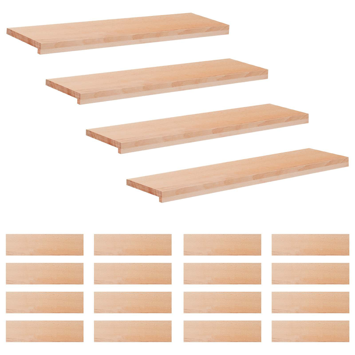 vidaXL Stair Treads 20 pcs 100 x 30 x 2 cm Natural Solid Beech Wood 2