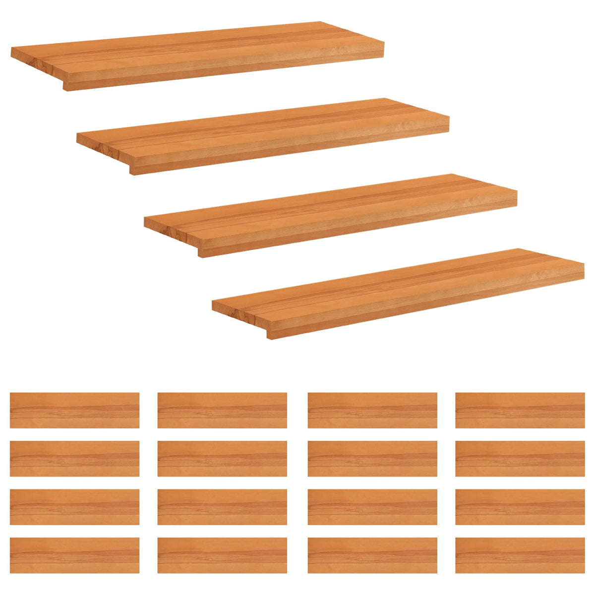 vidaXL Stair Treads 20 pcs 90 x 30 x 2 cm Light Brown Solid Beech Wood 2