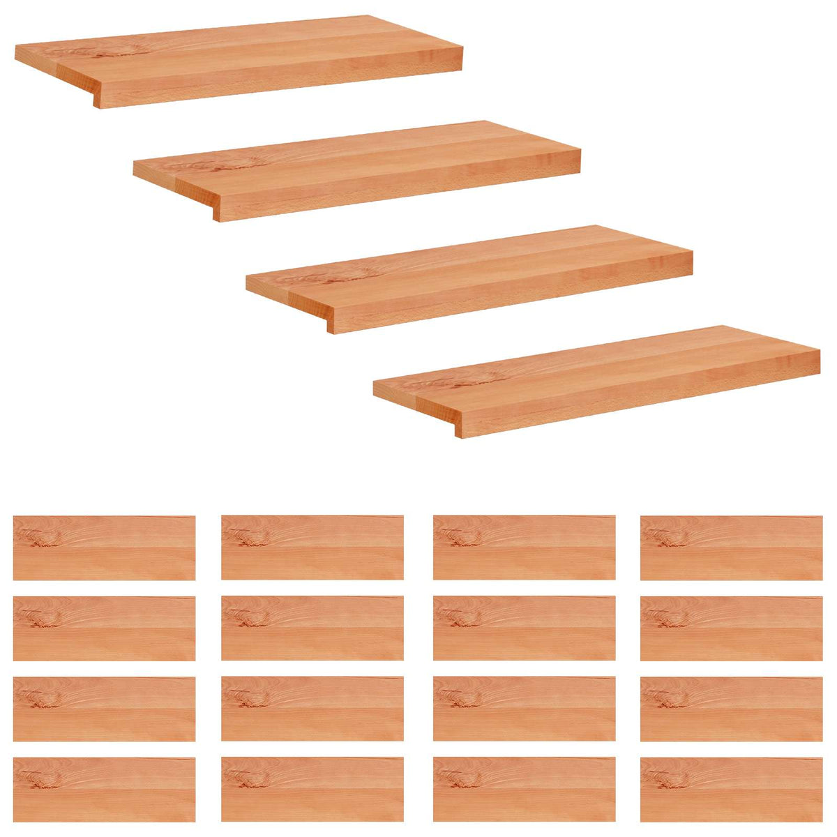 vidaXL Stair Treads 20 pcs 80 x 25 x 2 cm Varnish Solid Beech Wood 2