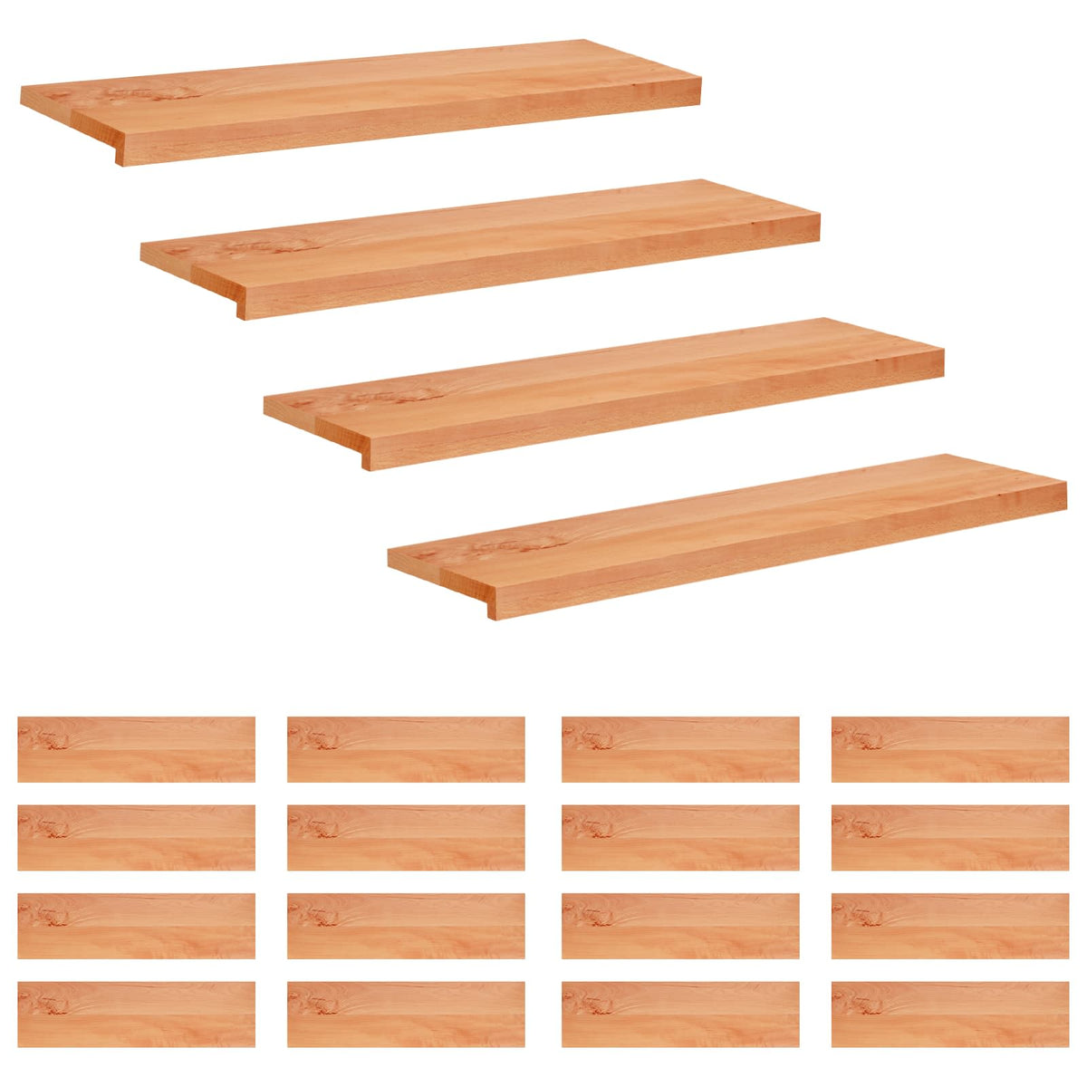 vidaXL Stair Treads 20 pcs 90 x 25 x 2 cm Varnish Solid Beech Wood 2
