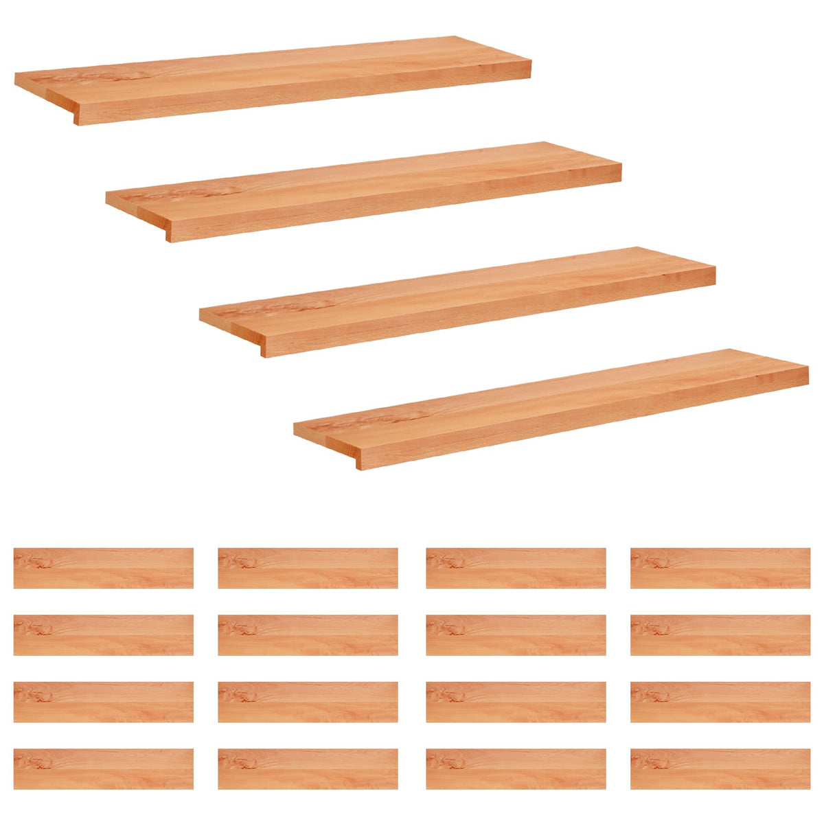 vidaXL Stair Treads 20 pcs 120 x 25 x 2 cm Varnish Solid Beech Wood 2