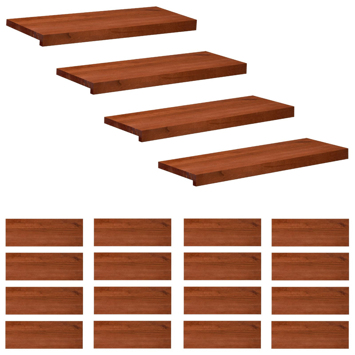 vidaXL Stair Treads 20 pcs 80 x 30 x 2 cm Brown Solid Beech Wood 2
