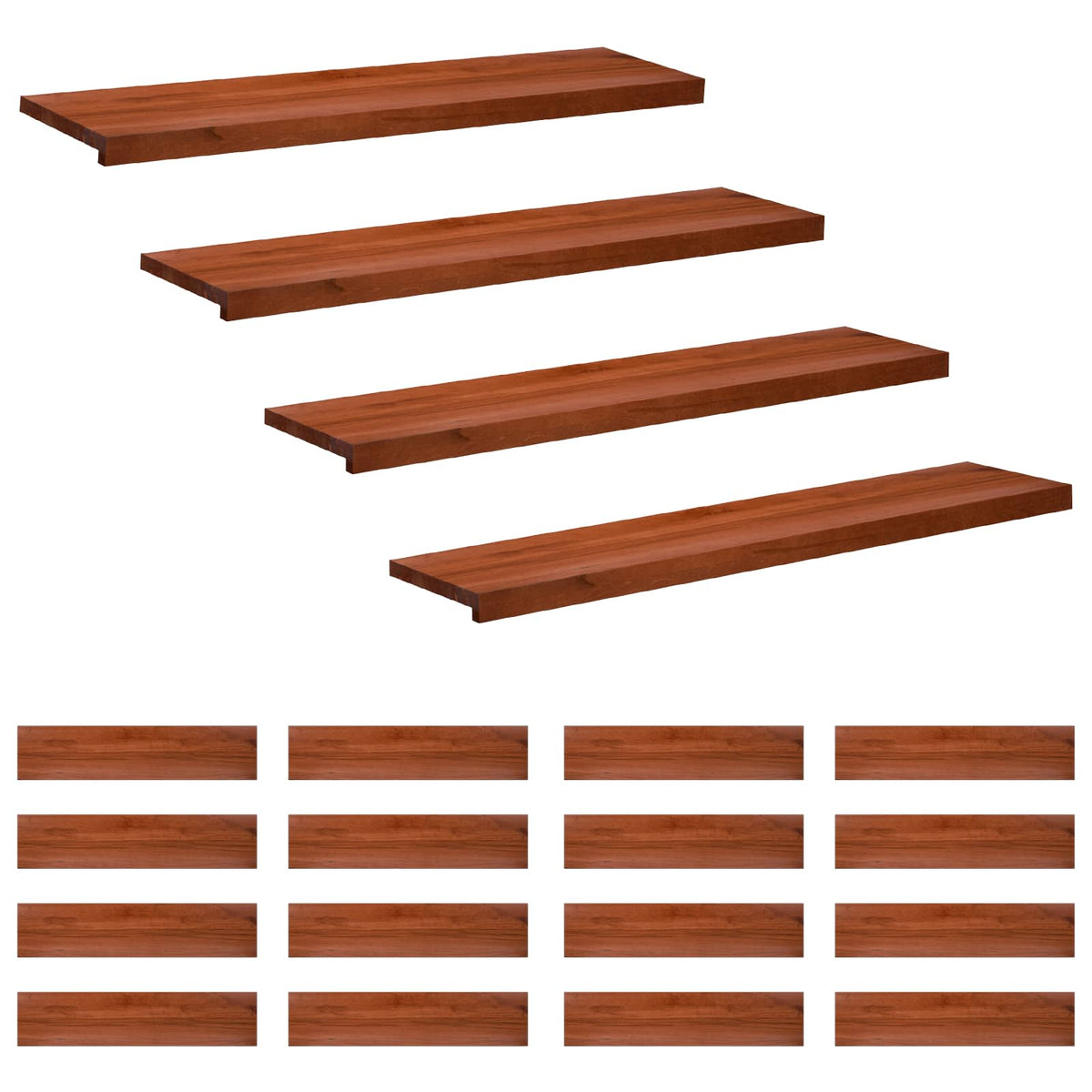 vidaXL Stair Treads 20 pcs 110 x 30 x 2 cm Brown Solid Beech Wood 2