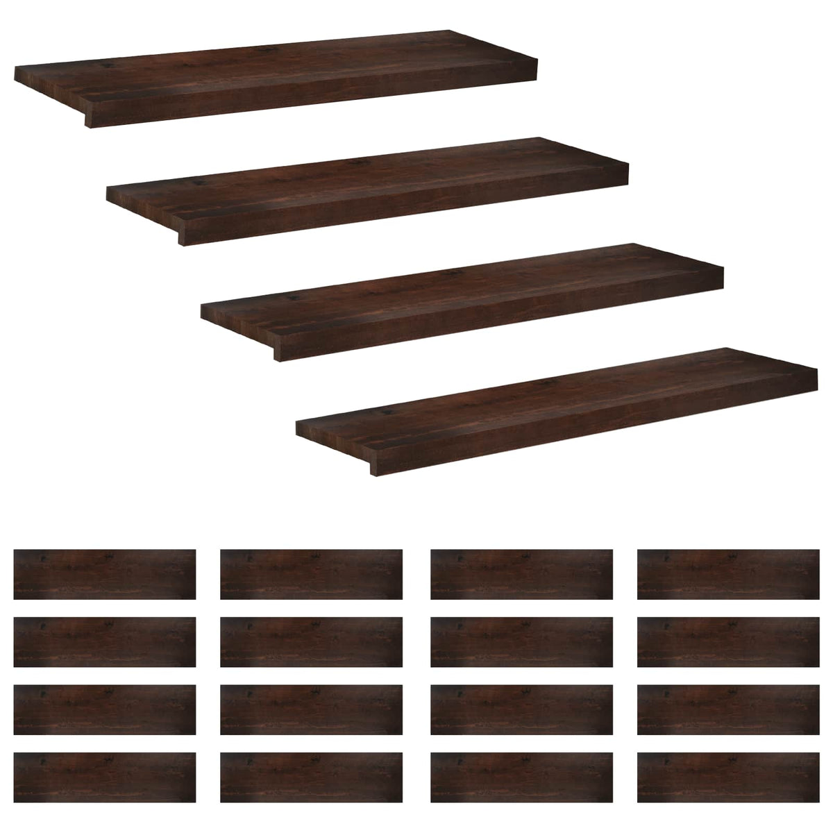 vidaXL Stair Treads 20 pcs 90 x 25 x 2 cm Dark Brown Solid Beech Wood 2