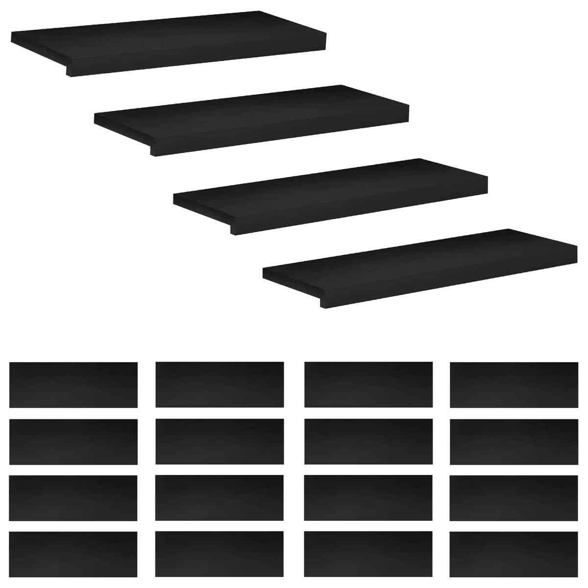 vidaXL Stair Treads 20 pcs 80 x 25 x 2 cm Black Solid Beech Wood 2