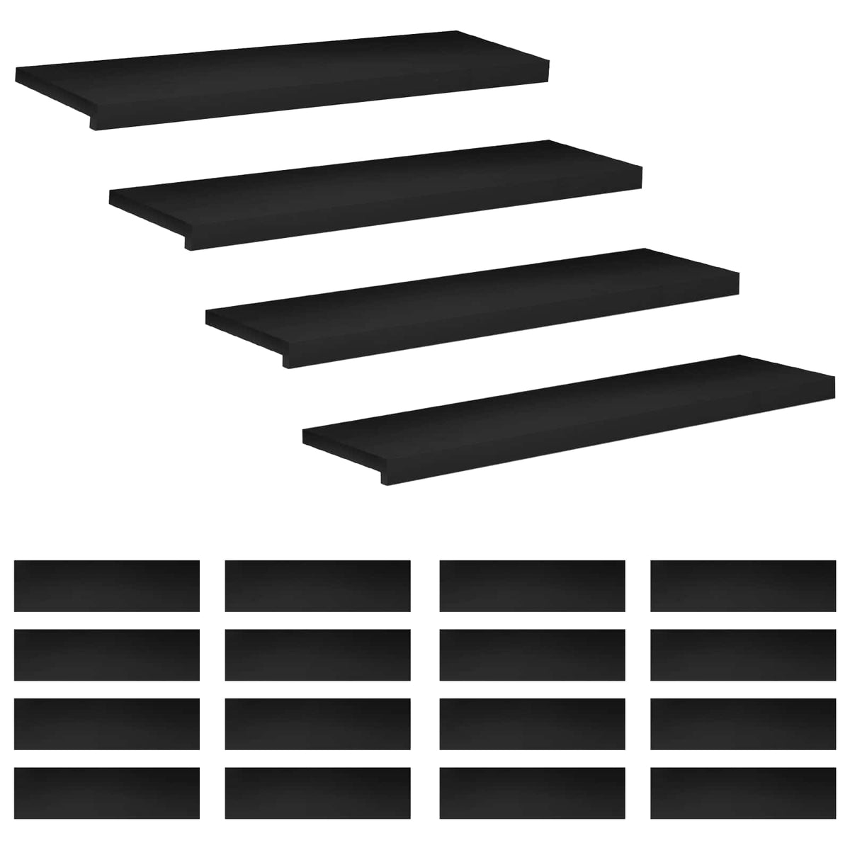 Stair Treads Solid Beech Wood Depth 25 cm 20 Black 90 cm