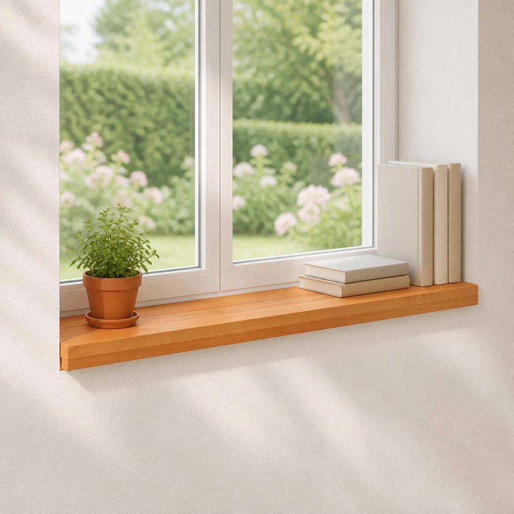 vidaXL Window Sills 2 pcs Solid Beech Wood Depth 25 cm Light Brown