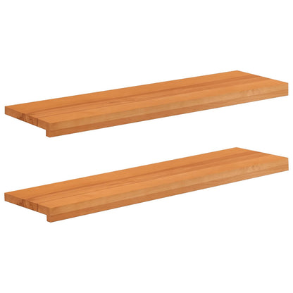 Window Sills 2 pcs Solid Beech Wood Depth 25 cm Light Brown 90 cm