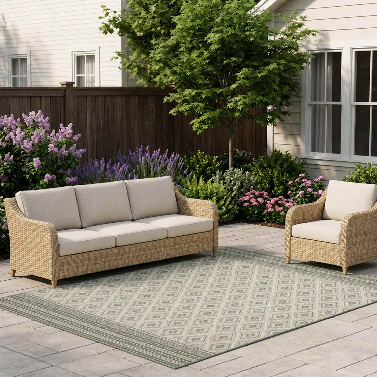 vidaXL In- and Outdoor Rug OLITE Natural and Green 160 x 230 cm 1