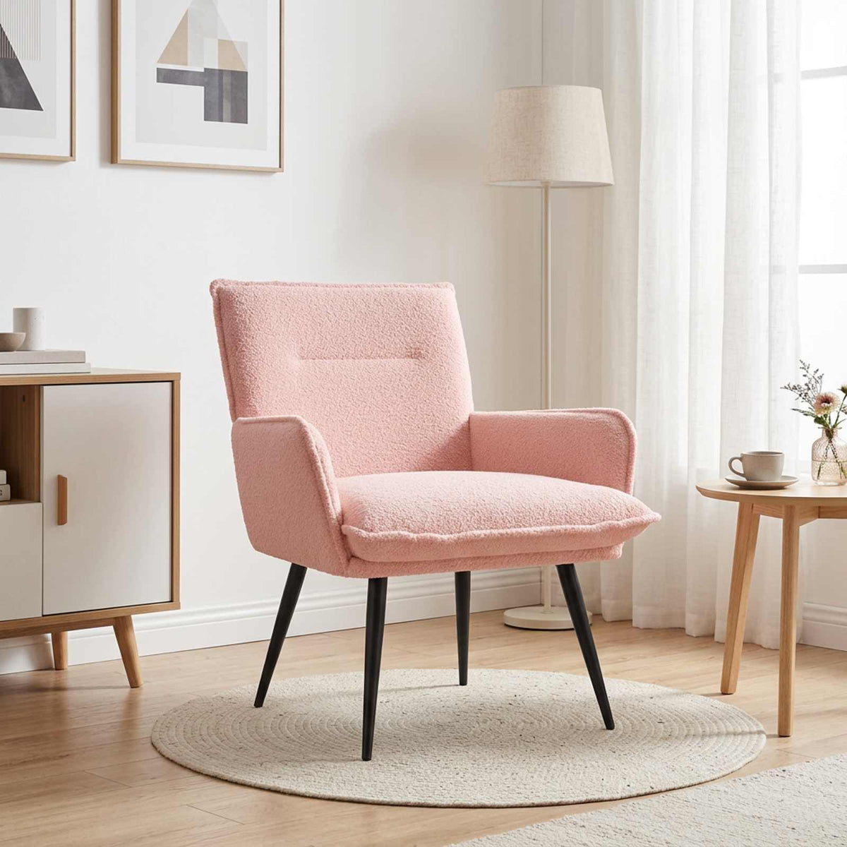 Armchair Bouclé Pink