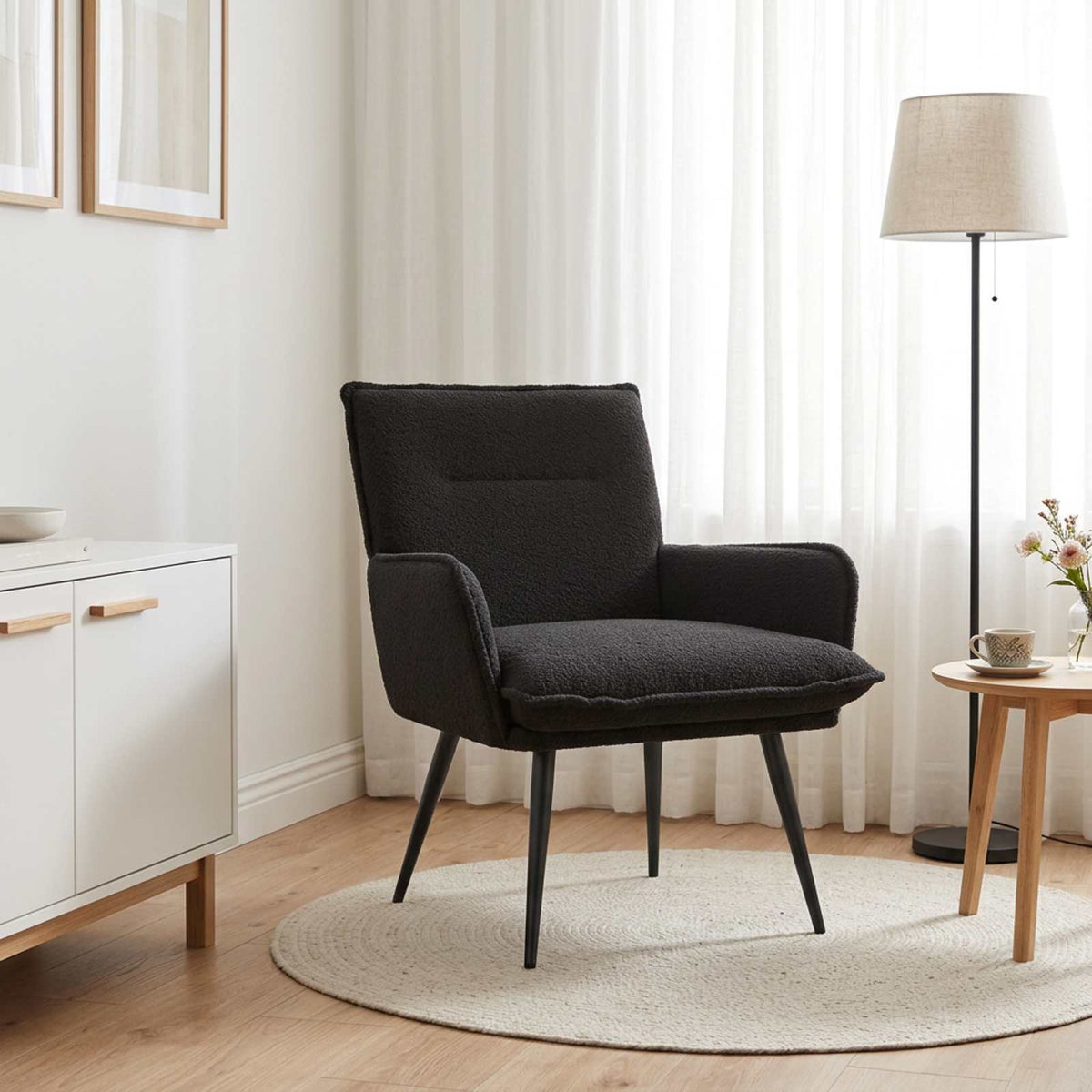 Armchair Bouclé Black