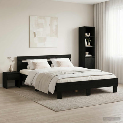 Bed Frame without Mattress 120x190 cm Black oak