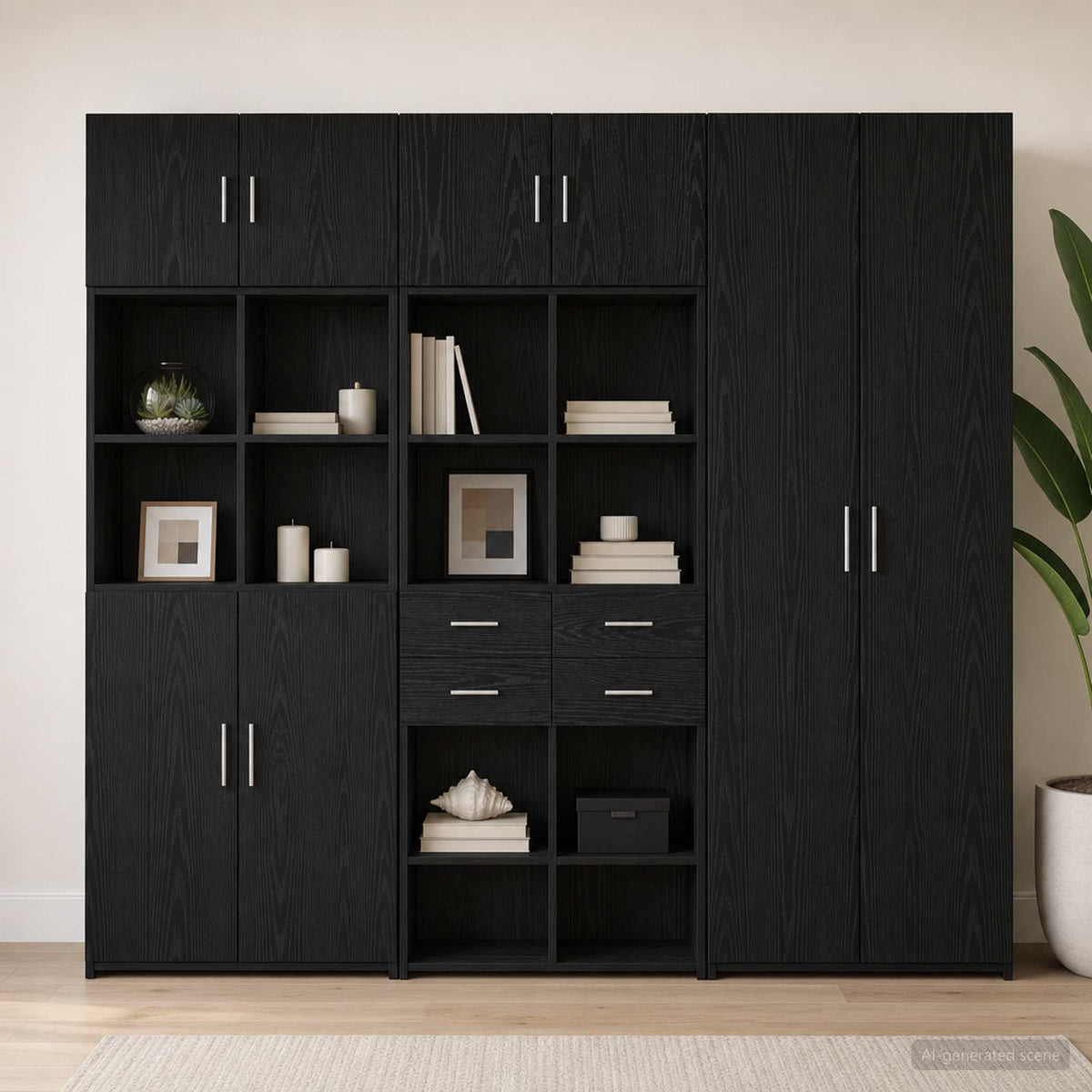 Storage Cabinet 70x42.5x225 cm Engineered Wood 4 Drawers 6 Shelves Black oak