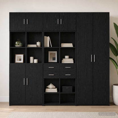 Storage Cabinet 70x42.5x225 cm Engineered Wood 4 Drawers 6 Shelves Black oak
