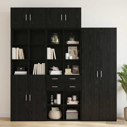 Storage Cabinet 70x42.5x225 cm Engineered Wood 4 Drawers 6 Shelves Black oak