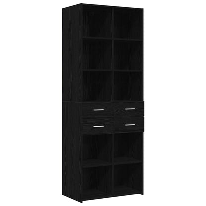 Storage Cabinet 70x42.5x225 cm Engineered Wood 4 Drawers 6 Shelves Black oak
