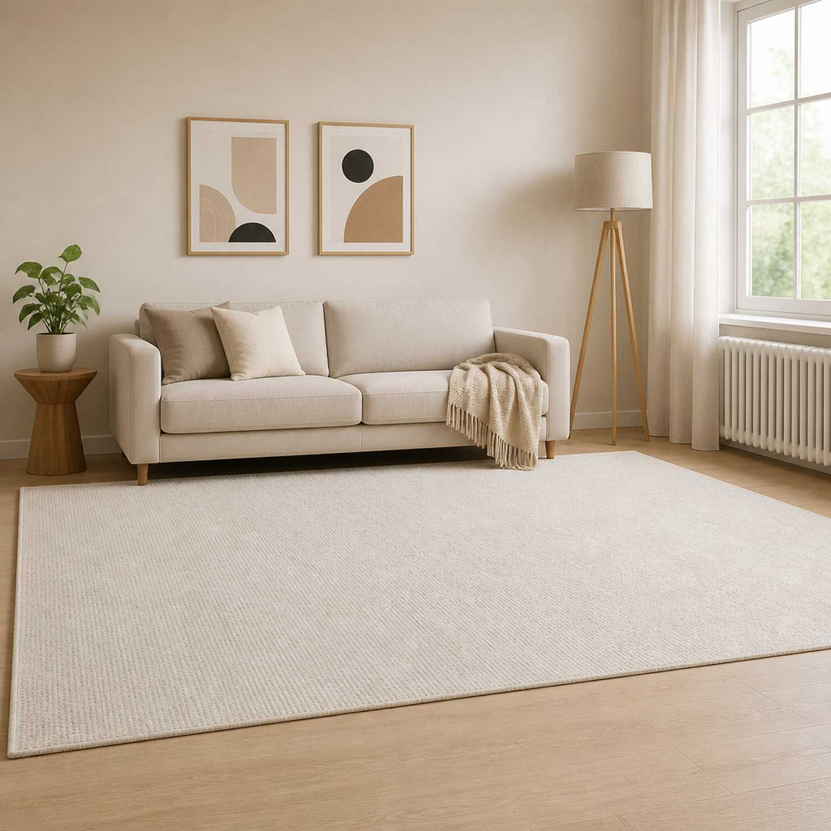 Rug 100% Polyester 3 mm Washable Cream 50 x 100 cm – 160 x 230 cm 160 x 230 cm