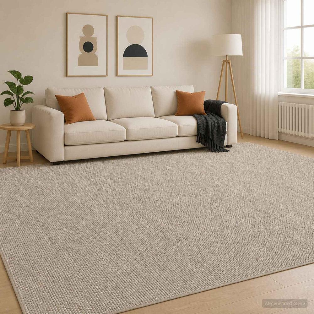 vidaXL Rug Beige 300 x 400 cm 100% Polyester 3 mm Washable