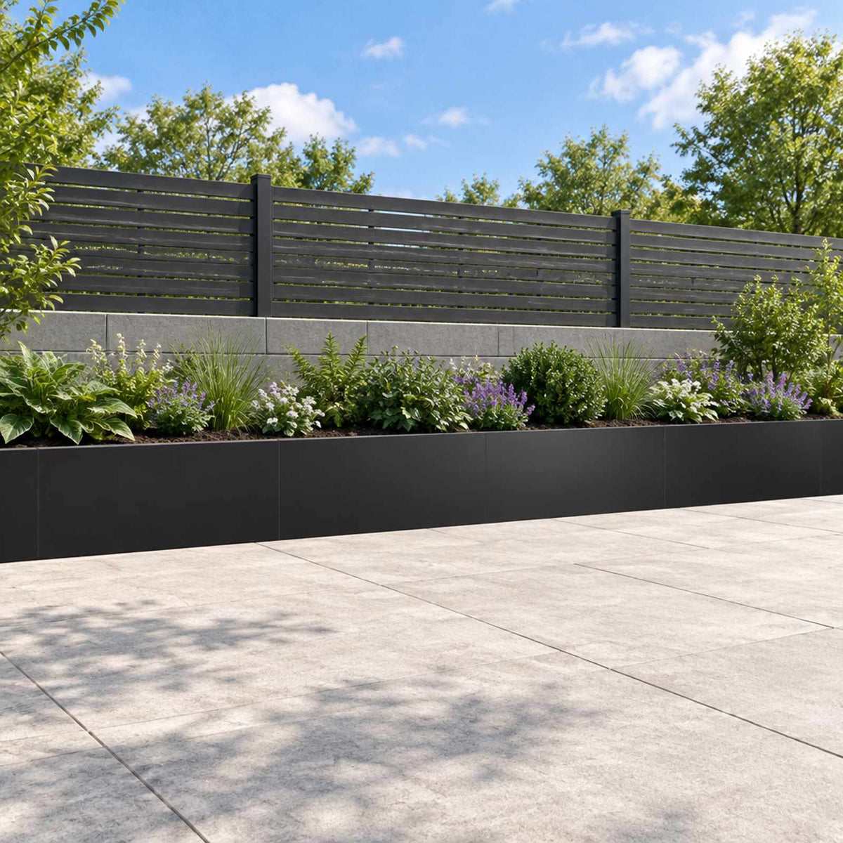 Retaining Wall 100 x 12 x 50 cm Steel 4 pcs Black