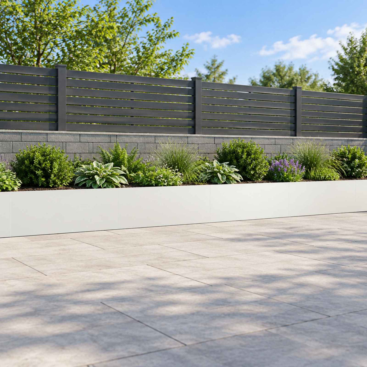 Retaining Wall 100 x 12 x 50 cm Steel 4 pcs White