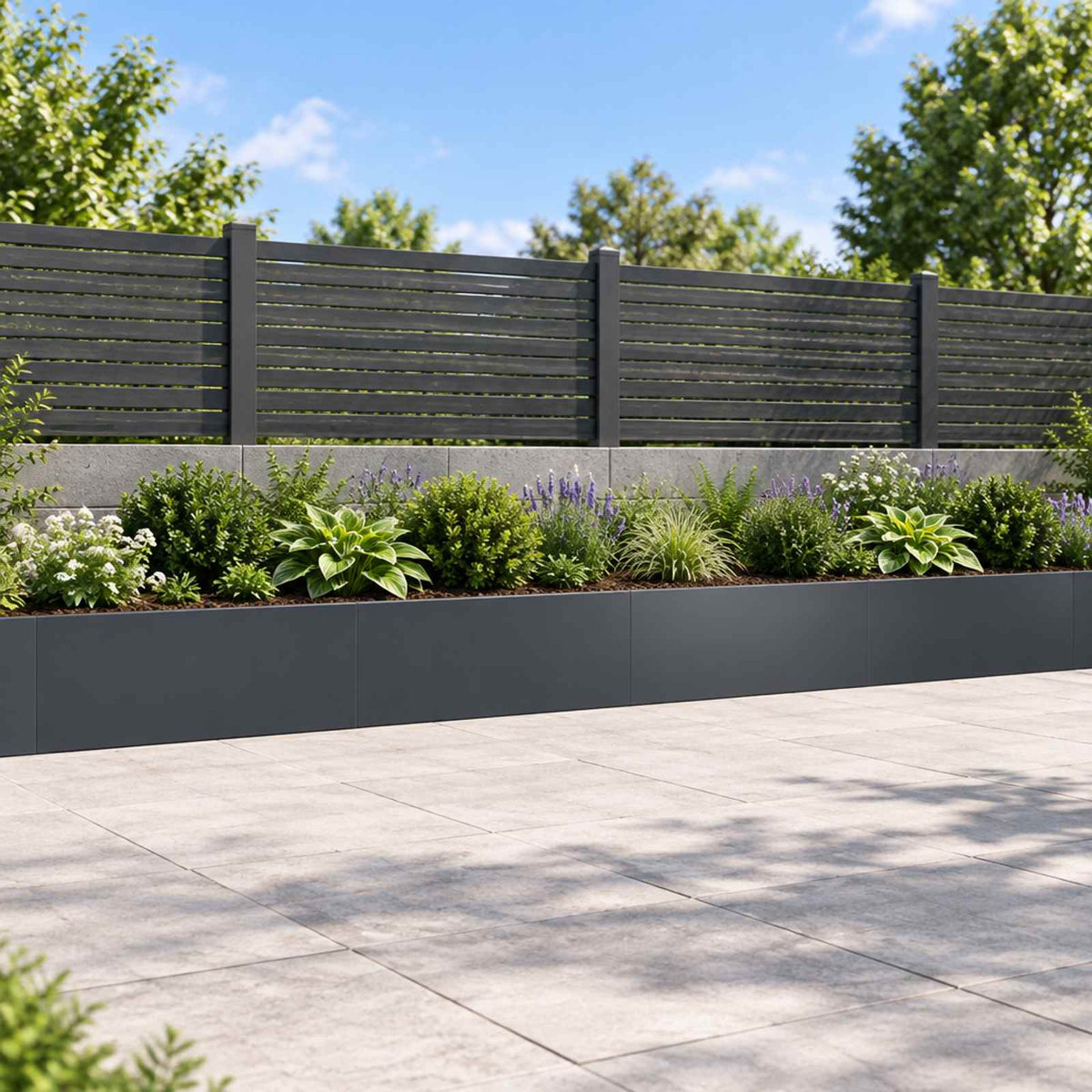 Retaining Wall 100 x 12 x 50 cm Steel 4 pcs Anthracite