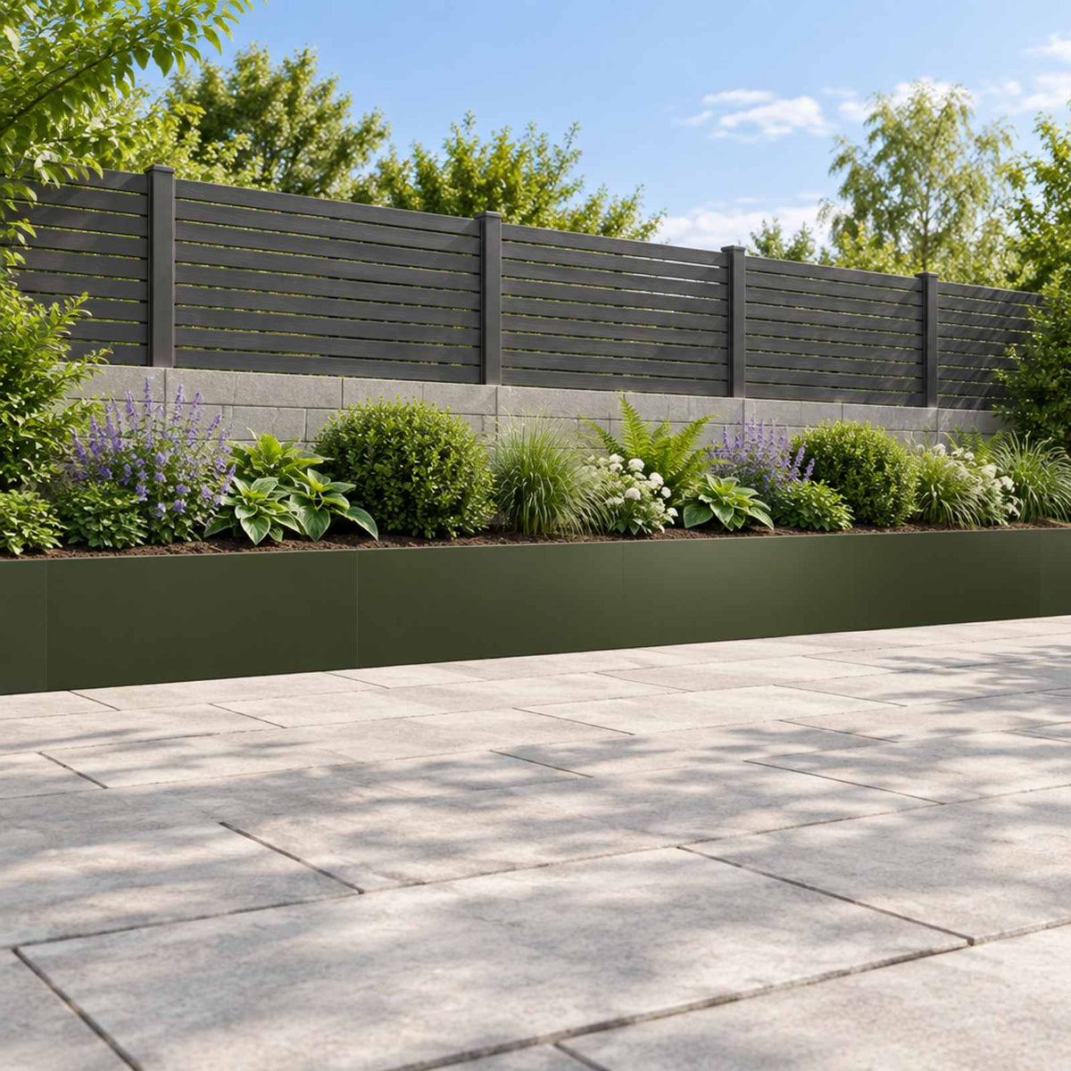 Retaining Wall 100 x 12 x 50 cm Steel 4 pcs Olive green
