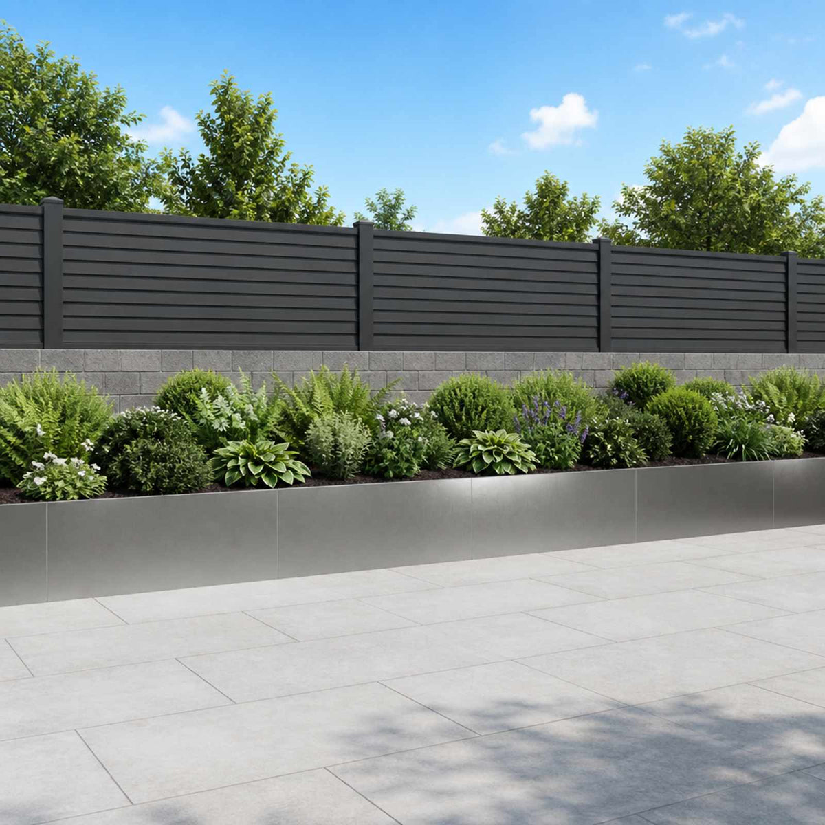 vidaXL Retaining Wall 4 pcs 100 x 12 x 50 cm Stainless Steel Silver 1