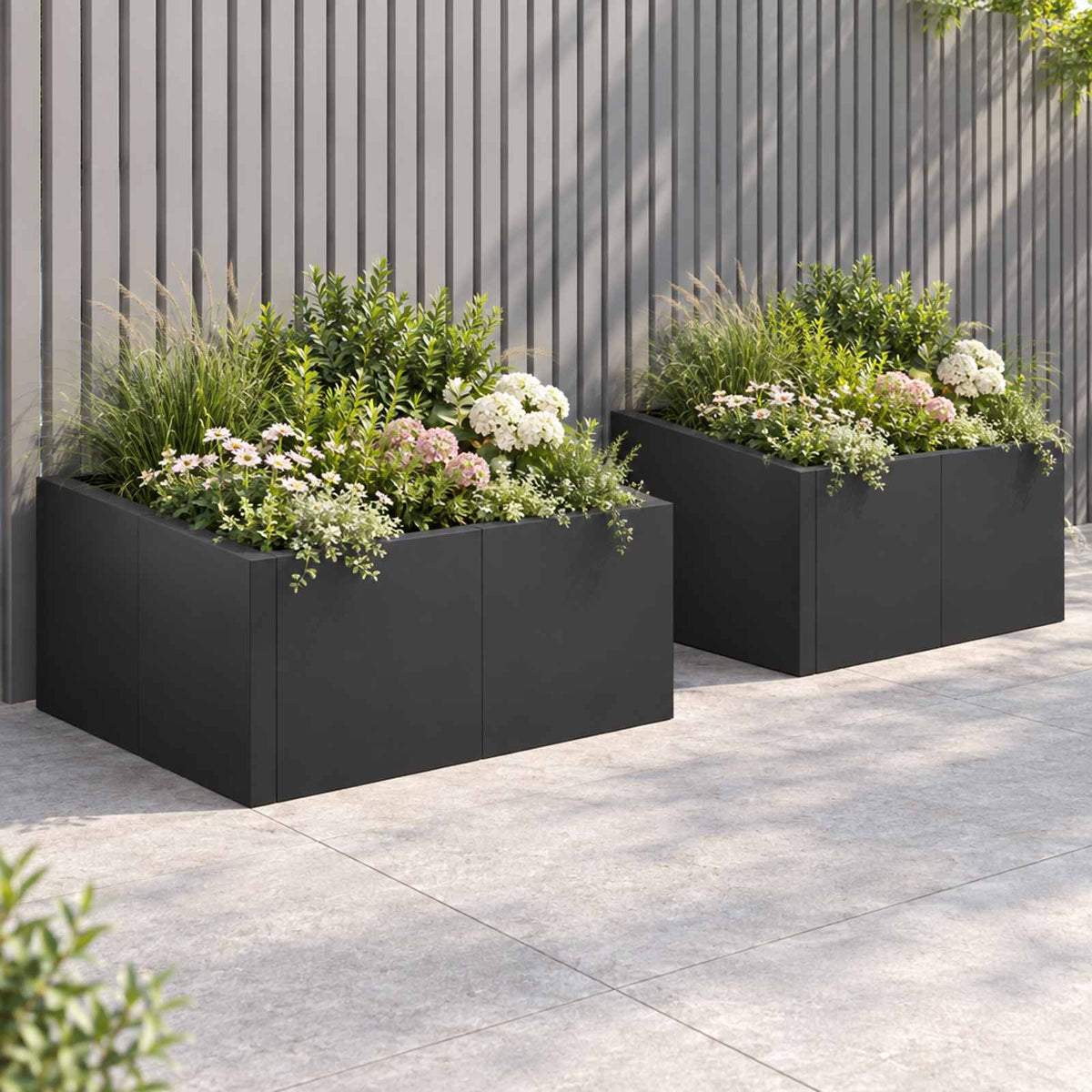 Retaining Wall 4 pcs 100 x 100 x 50 cm Steel Black