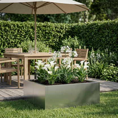 vidaXL Retaining Wall 4 pcs 100 x 100 x 40 cm Stainless Steel Silver 1